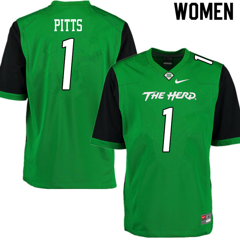 Women #1 Derrek Pitts Marshall Thundering Herd College Football Jerseys Sale-Gren
